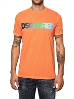 DSQUARED - COTTON JERSEY FADED LOGO T-SHIRT