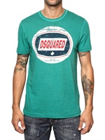 DSQUARED - COTTON LINEN PRINTED LOGO T-SHIRT