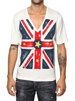 DSQUARED - COTTON JERSEY ENGLISH FLAG T-SHIRT