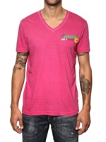 DSQUARED - COTTON LINEN SUMMER V-NECK T-SHIRT
