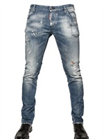 DSQUARED - 19CM BRUSHED DENIM SLIM FIT JEANS