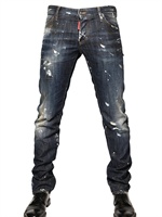 DSQUARED - 19CM PAINTED DENIM SLIM FIT JEANS