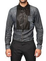 DSQUARED - DENIM BACK BAUMWOLL & LEDER HEMD