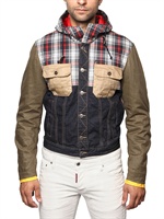 DSQUARED - DENIM & COTTON POPLIN SPORT JACKET