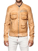 DSQUARED - MULTI POCKET BOMBER LEATHER JACKET