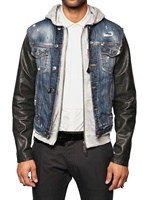DSQUARED - DENIM, LEATHER & FLEECE SPORT JACKET