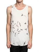ANN DEMEULEMEESTER - HUMMINGBIRD DRUCK JERSEY TANK TOP