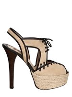 ERNESTO ESPOSITO - 130MM SUEDE & LEATHER LACED SANDALS