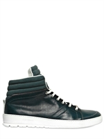 DIOR HOMME - CANVAS AND CALFSKIN HIGH TOP SNEAKERS