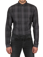 DIOR HOMME - CHECKED COTTON POPLIN SHIRT - BLACK