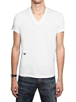 DIOR HOMME - BEE EMBROIDERED V NECK JERSEY T-SHIRT
