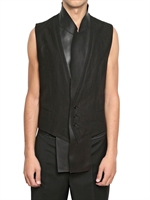 DIOR HOMME - LEATHER REVERE WOOL TOILE VEST