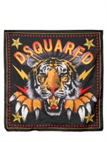 DSQUARED - COTTON TIGER FOULARD SCARF