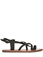 DSQUARED - SUEDE CROSS OVER RING THONG SANDALS