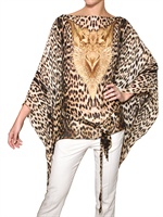 ROBERTO CAVALLI - LEOPARD DRUCK SEIDEN CHIFFON HEMD