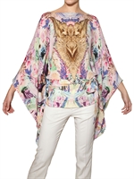 ROBERTO CAVALLI - LEOPARD DRUCK SEIDEN CHIFFON HEMD