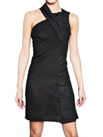 RICK OWENS - BLISTERED LEATHER & COTTON JERSEY DRESS