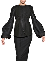 RICK OWENS - BAUMWOLL GABARDINE & NAPPA LEDER JACKE