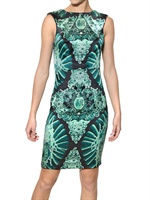 JOHN RICHMOND - PRINTED STRETCH CREPE DE CHINE DRESS - MULTI