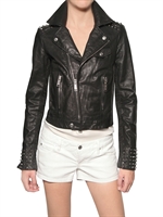 DSQUARED - STUDDED BIKER SOFT LEATHER JACKET