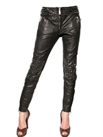 DSQUARED - STUDDED LEATHER BIKER TROUSERS