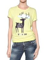 DSQUARED - PRINTED LINNEN COTTON JERSEY T-SHIRT