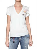 DSQUARED - PRINTED COTTON MODAL JERSEY T-SHIRT