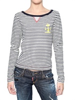 DSQUARED - STRIPED COTTON FLEECE SWEATSHIRT