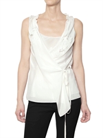 VANESSA BRUNO - EMBROIDERED CREPE DE CHINE WRAP TOP