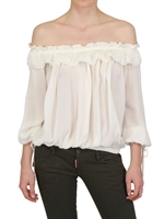 DSQUARED - RUFFLED SILK GEORGETTE TOP