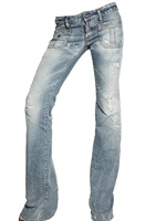 DSQUARED - LOW WAIST FLARED WASHED JEANS