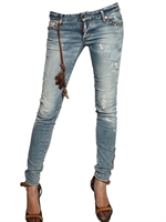 DSQUARED - SUPER SLIM WASHED COTTON DENIM JEANS