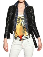 DSQUARED - DENIM VEST QUILTED LEATHER JACKET