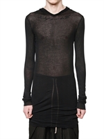 RICK OWENS - MINIRIBBED COTTON HOODED T-SHIRT