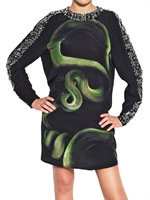 LANVIN - ABITO IN CREPE DI SETA RICAMATA E STAMPATA