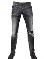 JOHN RICHMOND - 19CM SWAROVSKI STRETCH DENIM JEANS