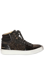 YVES SAINT-LAURENT - MALIBU LEATHER STUDDED HIGH TOP SNEAKERS