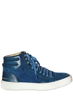 YVES SAINT-LAURENT - MALIBU LEATHER & SUEDE HIGH TOP SNEAKERS