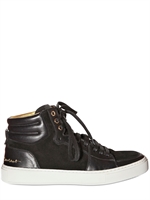 YVES SAINT-LAURENT - MALIBU LEATHER & SUEDE HIGH TOP SNEAKERS
