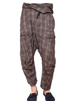JOHN GALLIANO - CRINKLED CHECKED WOOL TROUSERS