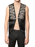 JOHN GALLIANO - GILET IN DUCHESSE CON APPLICAZIONE DI PERLE