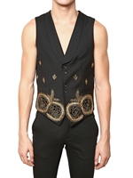 JOHN GALLIANO - GILET IN LANA CON RICAMO DI PERLE