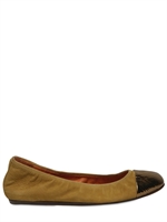LANVIN - 20MM LEATHER & METALLIC TOE BALLERINA FL