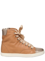 LANVIN - METALLIC LEATHER TOE HIGH SNEAKERS