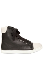 LANVIN - BICOLOR LEATHER HIGH SNEAKERS