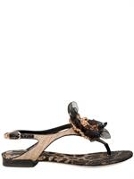 DOLCE & GABBANA - RAFFIA & CHIFFON FLOWER THONG FLATS