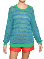 KENZO - MAGLIA IN COTONE EFFETTO PELLICCIA A RIGHE
