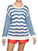 KENZO - MAGLIA IN COTONE EFFETTO PELLICCIA A RIGHE
