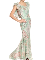 JOHN GALLIANO - ABITO IN CHIFFON DI SETA STAMPA PATCHWORK