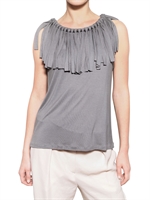 LANVIN - TOP IN JERSEY DI VISCOSA CON FRANGE